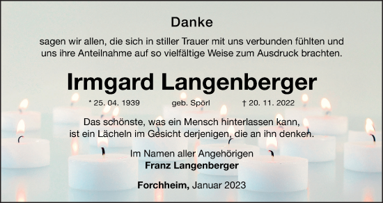 Anzeige von Irmgard Langenberger von MGO