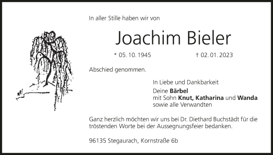 Anzeige von Joachim Bieler von MGO