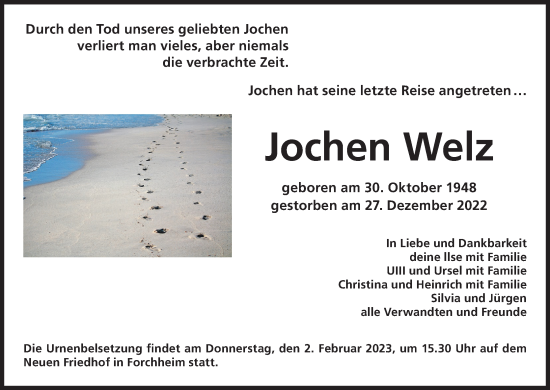 Anzeige von Jochen Welz von MGO