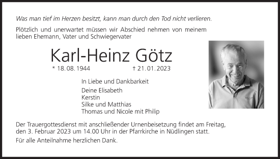 Anzeige von Karl-Heinz Götz von MGO