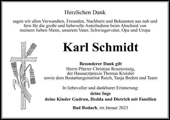 Anzeige von Karl Schmidt von MGO