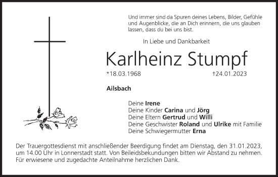 Anzeige von Karlheinz Stumpf von MGO