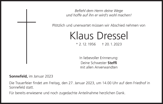 Anzeige von Klaus Dressel von MGO