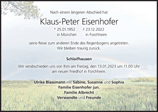 Anzeige von Klaus-Peter Eisenhofer von MGO