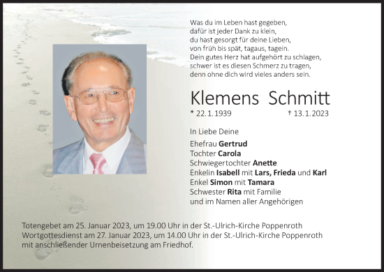 Anzeige von Klemens Schmitt von MGO