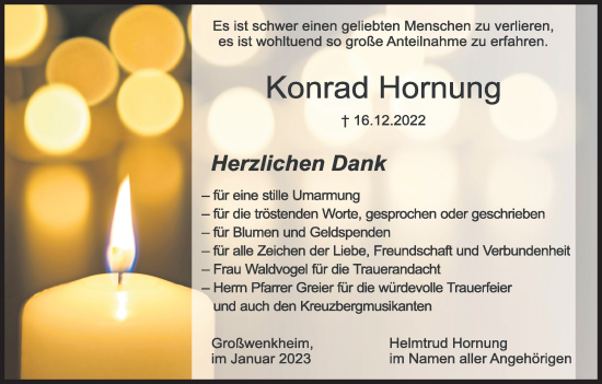 Anzeige von Konrad Hornung von MGO
