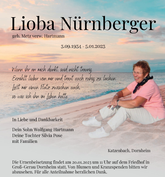 Anzeige von Lioba Nürnberger von MGO