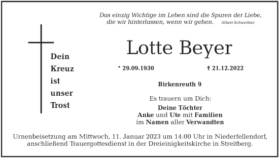 Anzeige von Lotte Beyer von MGO