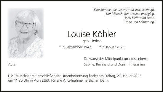Anzeige von Louise Köhler von MGO