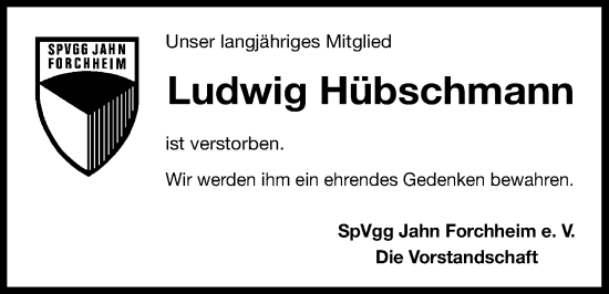 Anzeige von Ludwig Hübschmann von MGO