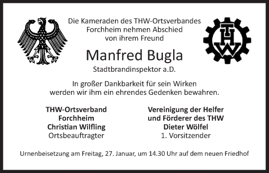 Anzeige von Manfred Bugla von MGO