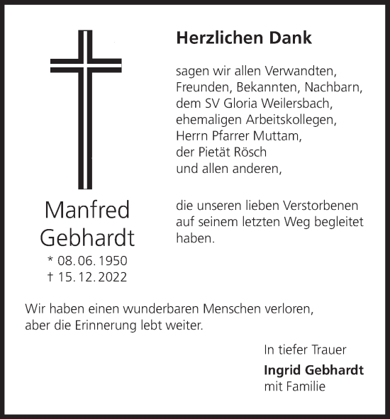 Anzeige von Manfred Gebhardt von MGO