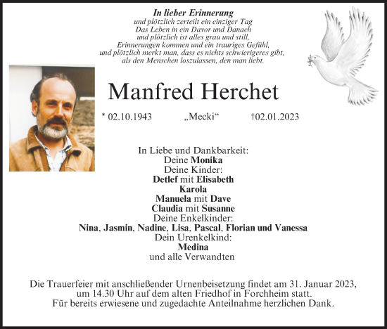 Anzeige von Manfred Herchet von MGO