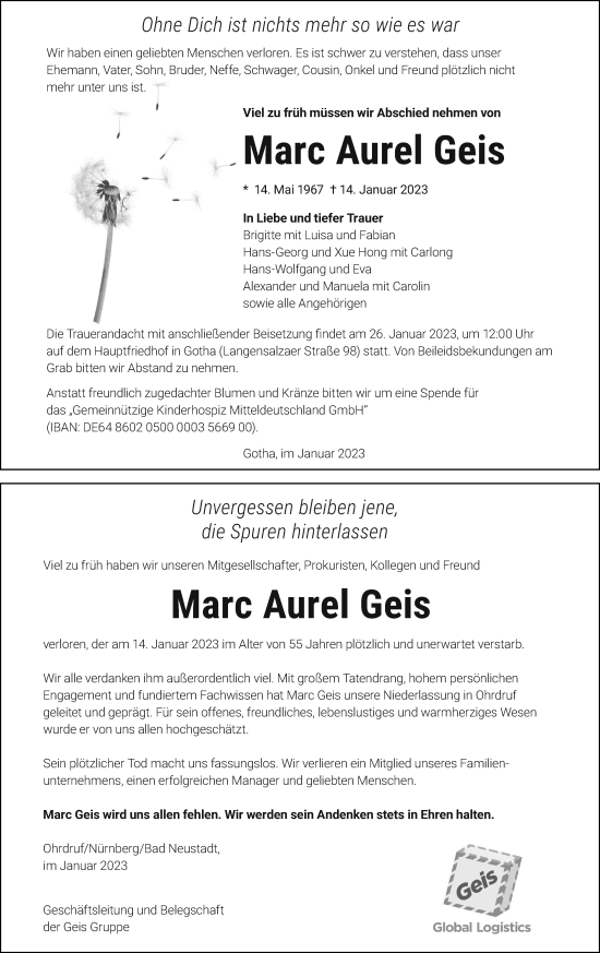 Anzeige von Marc Aurel Geis von MGO
