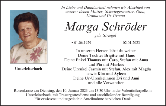 Anzeige von Marga Schröder von MGO