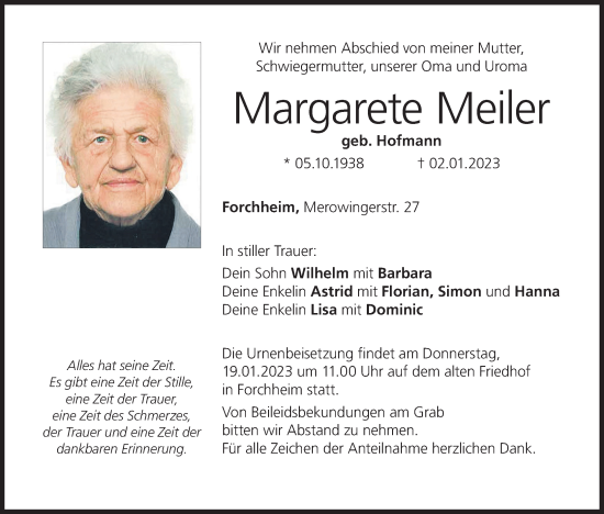 Anzeige von Margarete Meiler von MGO