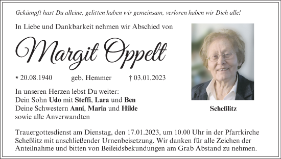 Anzeige von Margit Oppelt von MGO