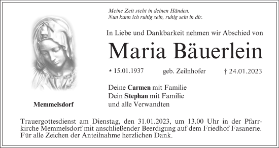 Anzeige von Maria Bäuerlein von MGO