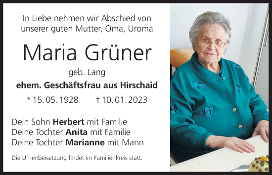 Anzeige von Maria Grüner von MGO