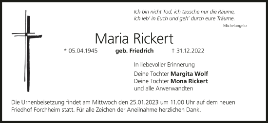 Anzeige von Maria Rickert von MGO