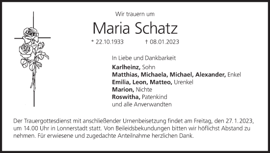 Anzeige von Maria Schatz von MGO