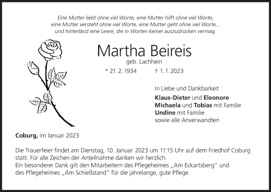 Anzeige von Martha Beireis von MGO