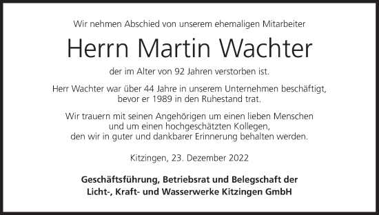 Anzeige von Martin Wachter von MGO