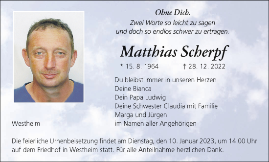 Anzeige von Matthias Scherpf von MGO