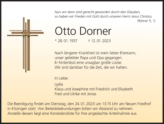 Anzeige von Otto Dorner von MGO