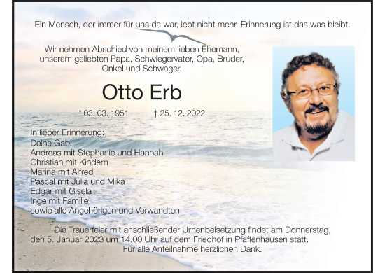 Anzeige von Otto Erb von MGO