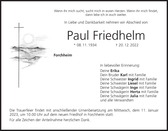 Anzeige von Paul Friedhelm von MGO