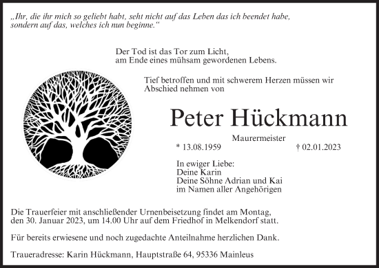 Anzeige von Peter Hückmann von MGO