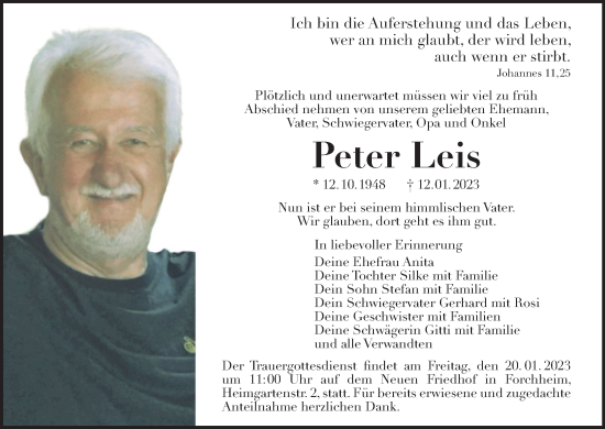 Anzeige von Peter Leis von MGO