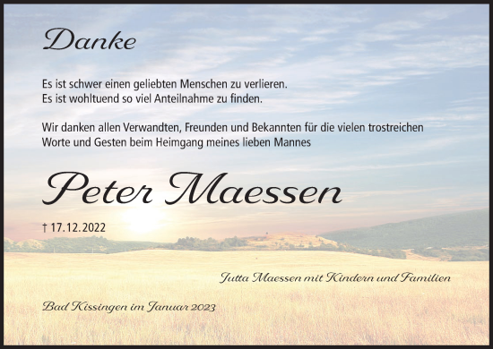 Anzeige von Peter Maessen von MGO