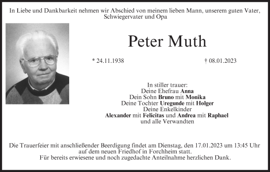 Anzeige von Peter Muth von MGO