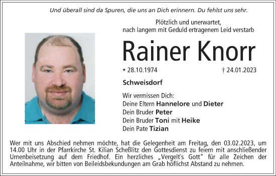 Anzeige von Rainer Knorr von MGO