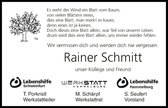 Anzeige von Rainer Schmitt von MGO
