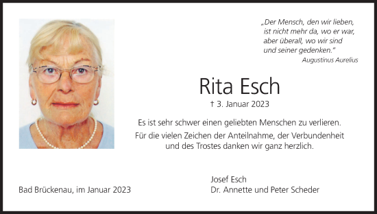 Anzeige von Rita Esch von MGO