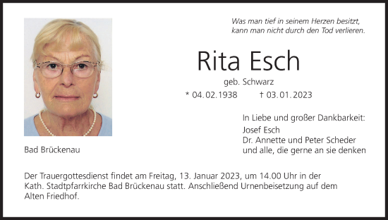 Anzeige von Rita Esch von MGO