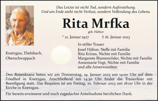 Anzeige von Rita Mrfka von MGO