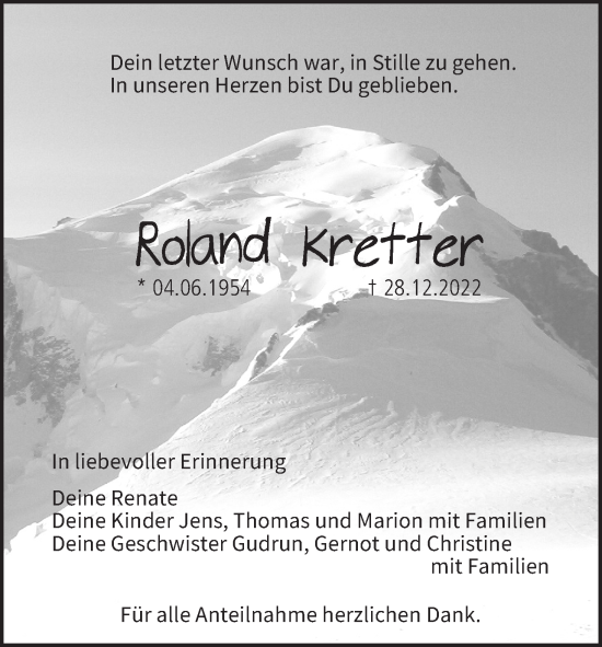 Anzeige von Roland Kretter von MGO