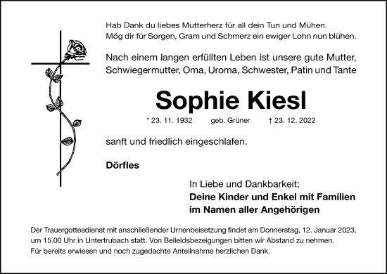 Anzeige von Sophie Kiesl von MGO