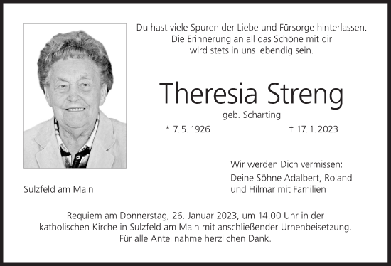Anzeige von Theresia Streng von MGO