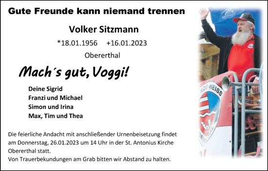 Anzeige von Volker Sitzmann von MGO