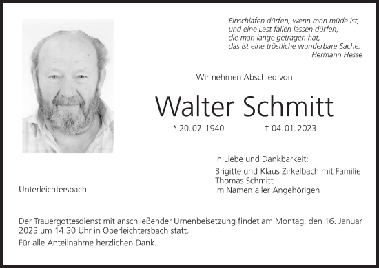 Anzeige von Walter Schmitt von MGO