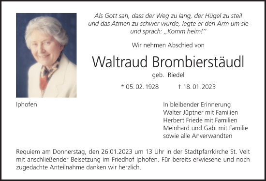 Anzeige von Waltraud Brombierstäudl von MGO