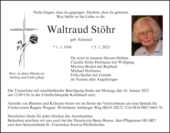 Anzeige von Waltraud Stöhr von MGO
