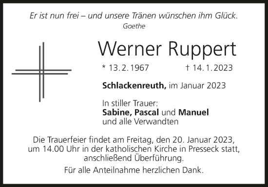 Anzeige von Werner Ruppert von MGO