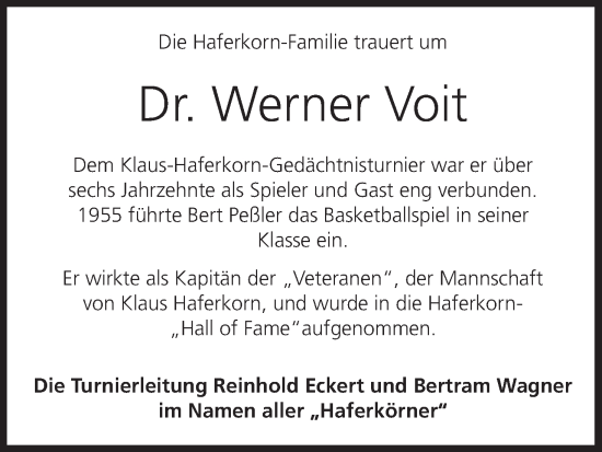 Anzeige von Werner Voit von MGO
