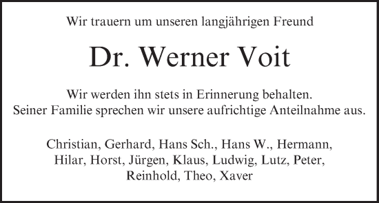 Anzeige von Werner Voit von MGO